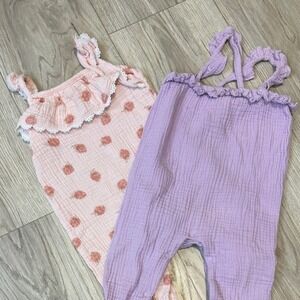 Emily & Oliver Pink and Purple Baby Rompers